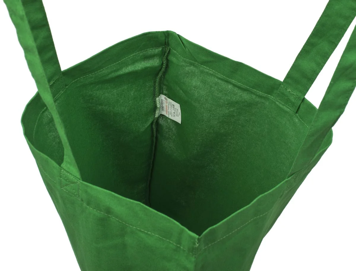 Bomullskasse, 140 g/m², insida med etikett – ljusgrön