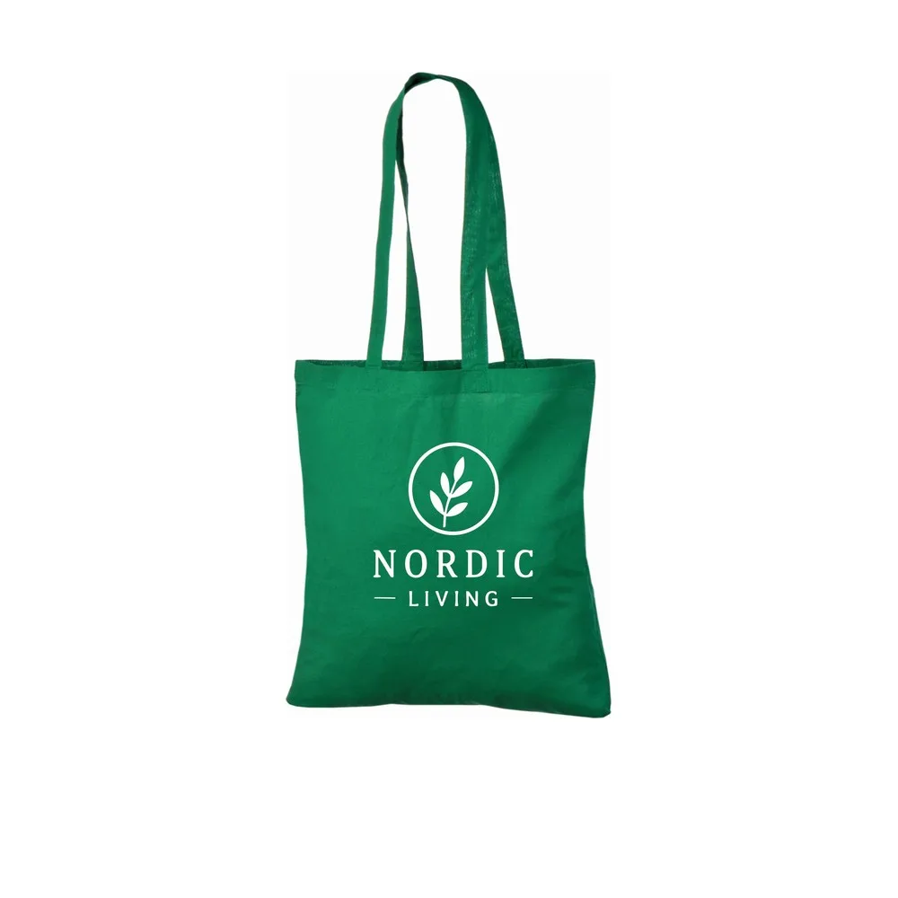 Bomullskasse, 140 g/m², med exempel på logotyptryck – mörkgrön