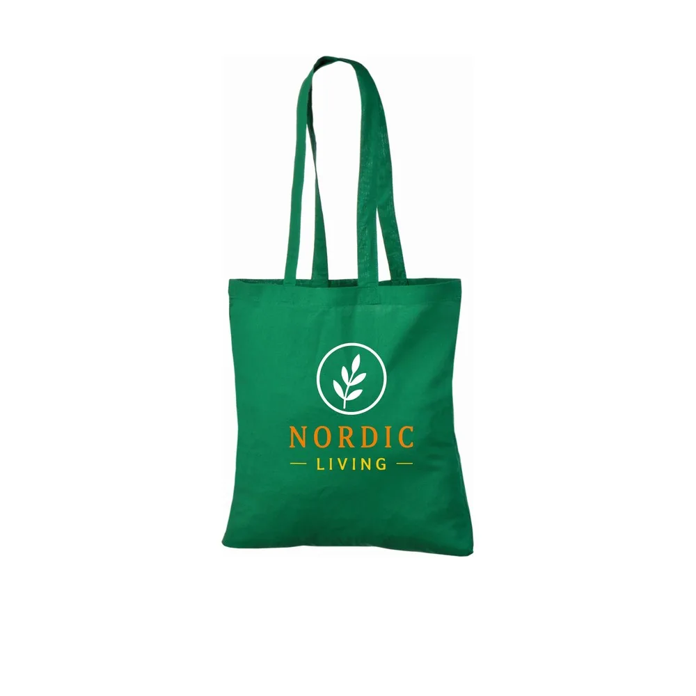 Bomullskasse, 140 g/m², med exempel på logotyptryck – mörkgrön