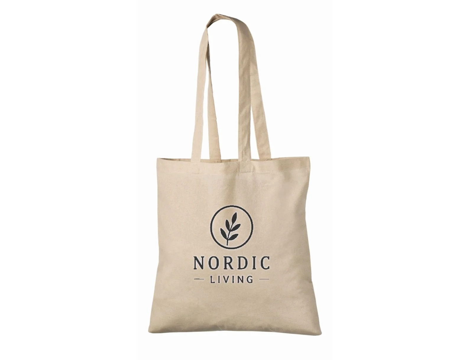Bomullskasse, 140 g/m², med exempel på logotyptryck – natur