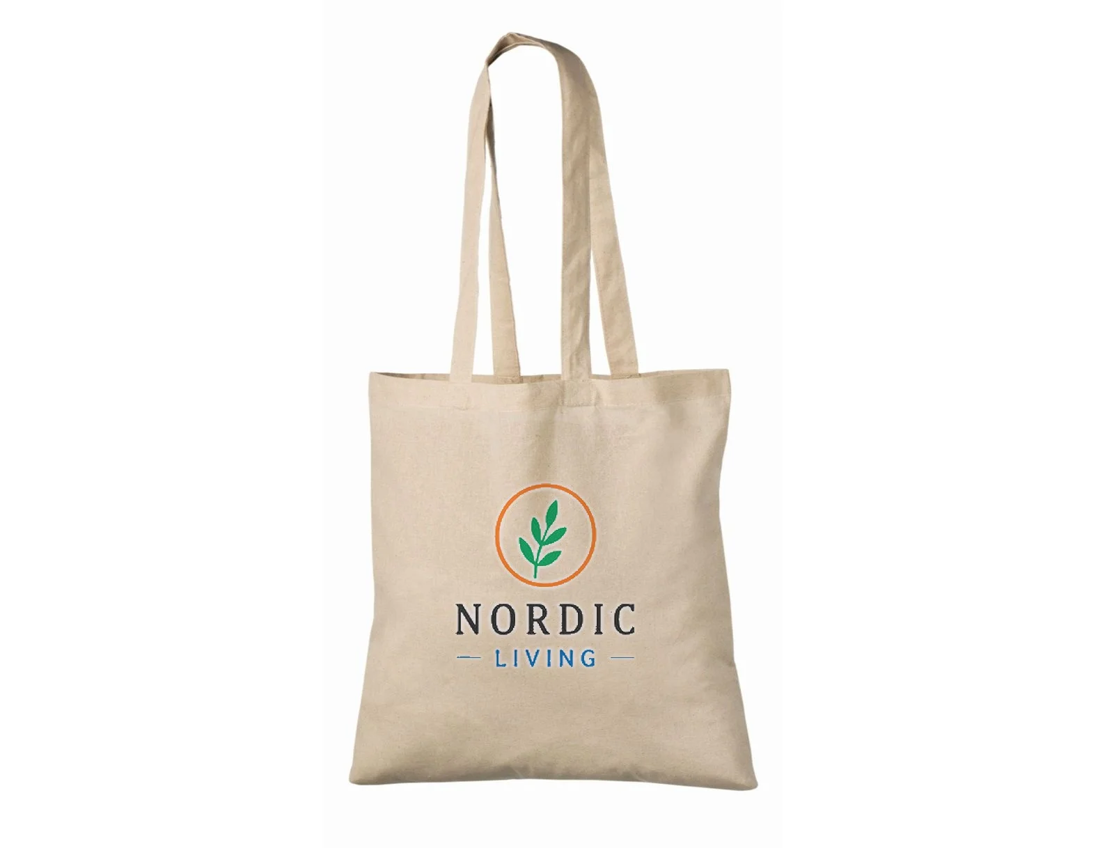 Bomullskasse, 140 g/m², med exempel på logotyptryck – natur