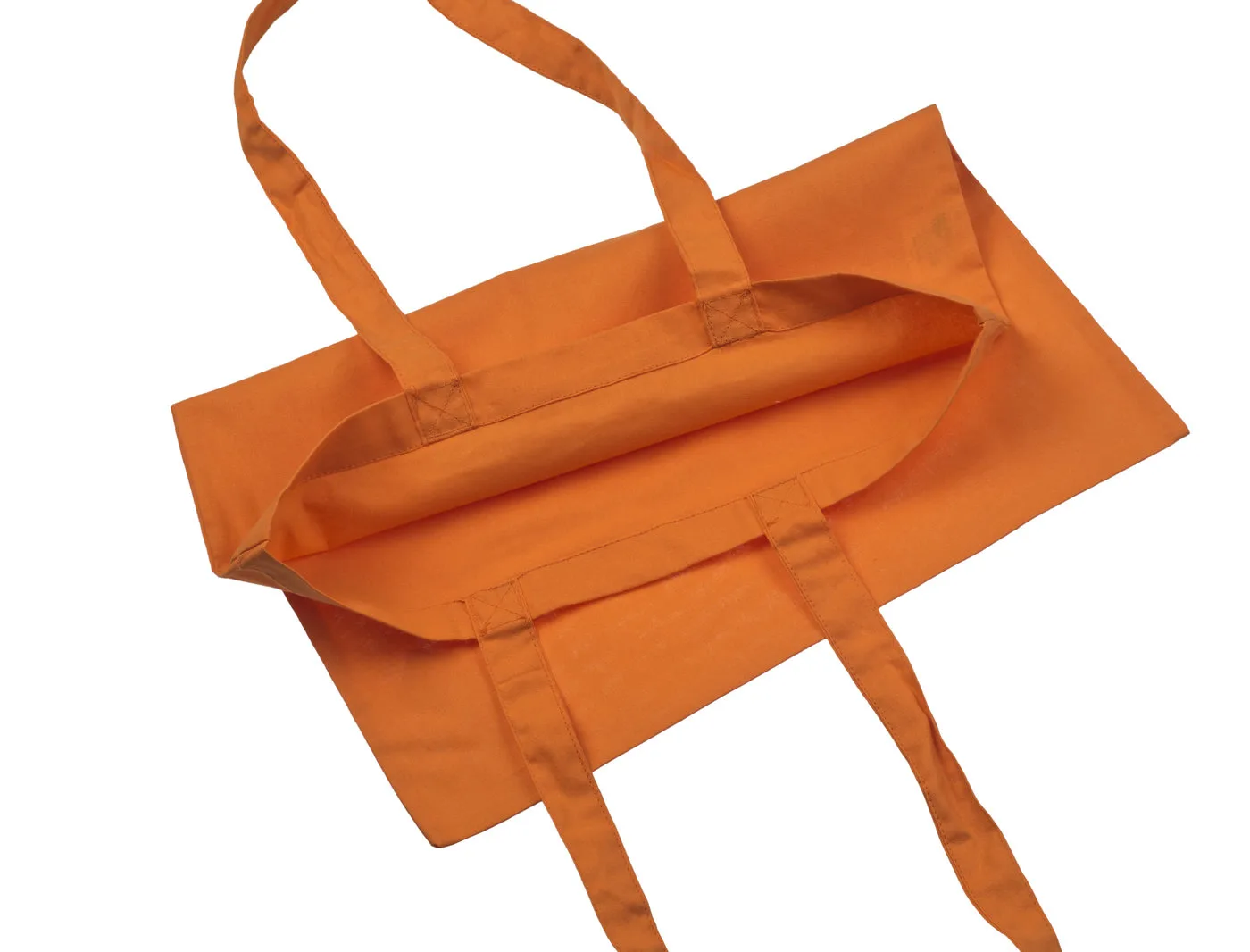 Bomullskasse, 140 g/m², öppningen och insidan sedda ovanifrån – orange