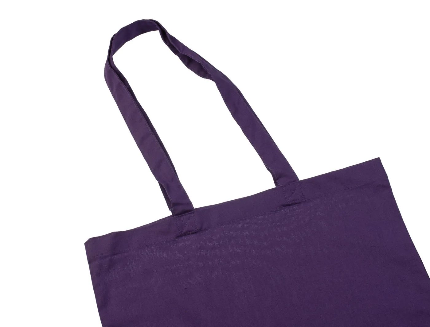 Bomullskasse, 140 g/m², närbild av handtag och sömmar – violett