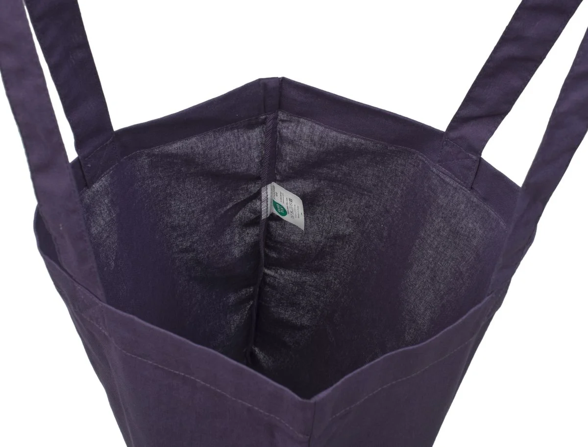Bomullskasse, 140 g/m², insida med etikett – violett