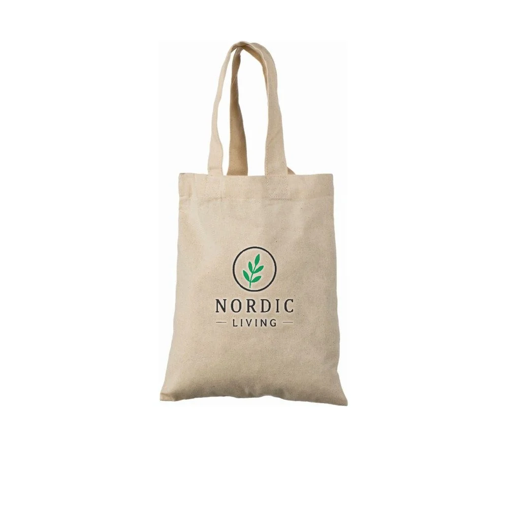 Bomullskasse, 22 × 26 cm, med exempel på logotyptryck – natur