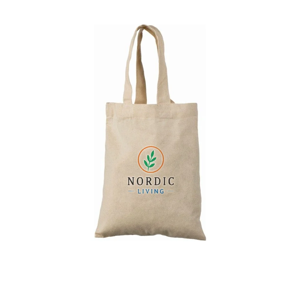 Bomullskasse, 22 × 26 cm, med exempel på logotyptryck – natur