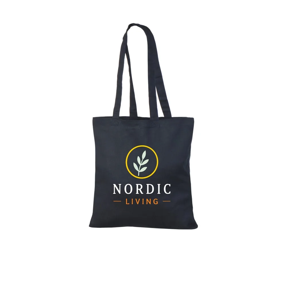 Bomullskasse, 220 g/m², med exempel på logotyptryck