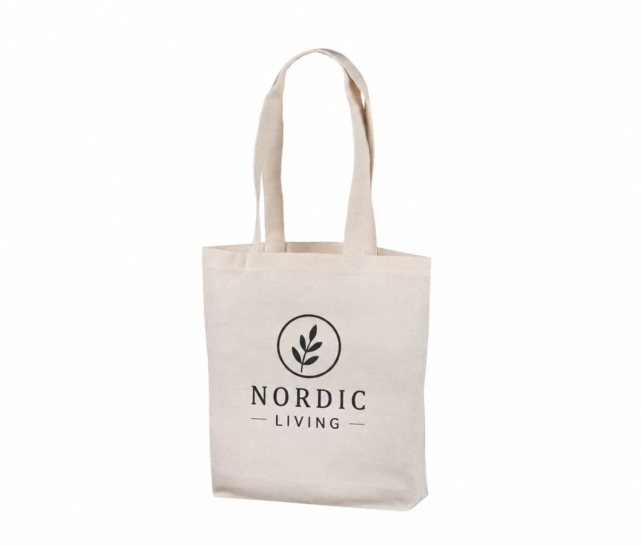 Bomullskasse, 35 × 35 cm, med exempel på logotyptryck – natur