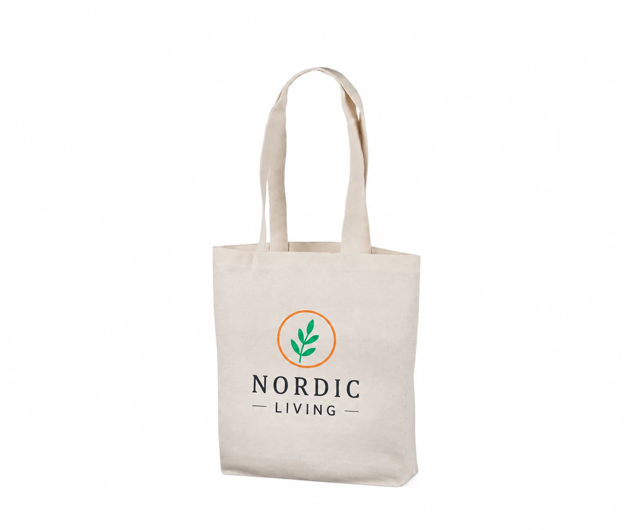 Bomullskasse, 35 × 35 cm, med exempel på logotyptryck – natur