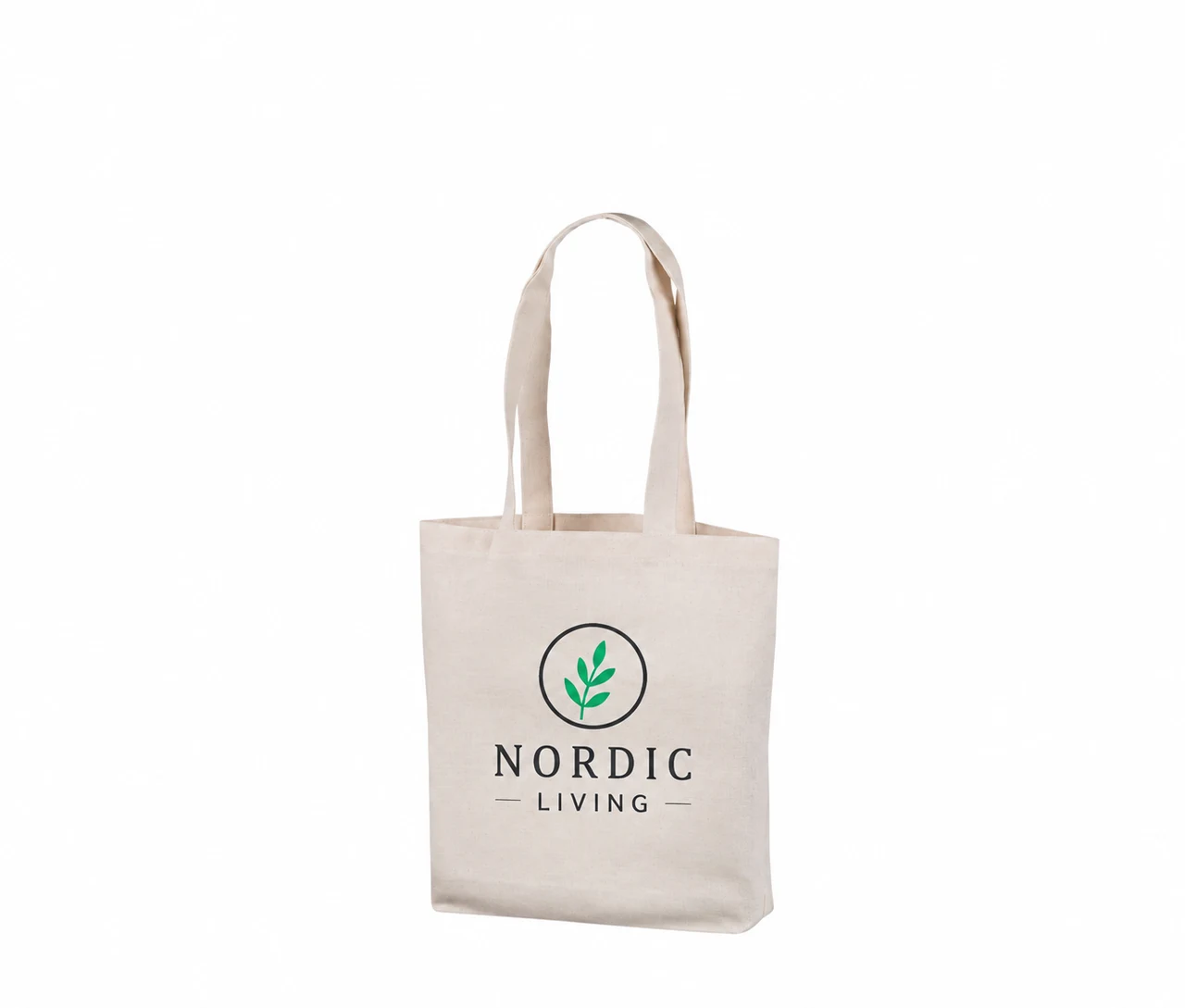 Bomullskasse, 35 × 35 cm, med exempel på logotyptryck – natur