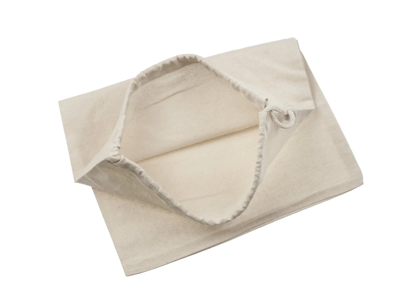 Bomullspåse, 30 × 45 cm, öppningen sedd ovanifrån – natur