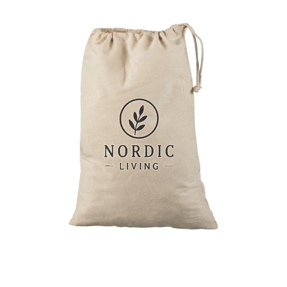 Bomullspåse, 30 × 45 cm, med exempel på logotyptryck – natur