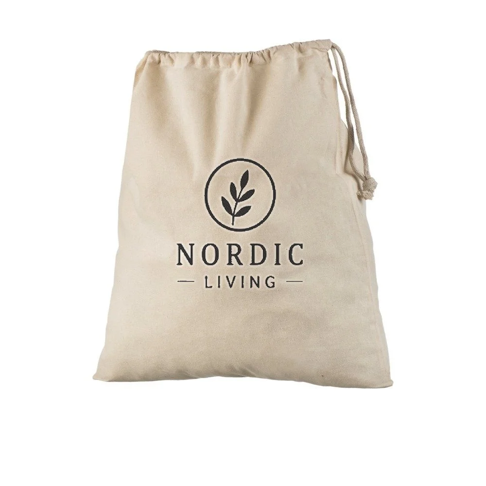 Bomullspåse, 40 × 50 cm, med exempel på logotyptryck – natur