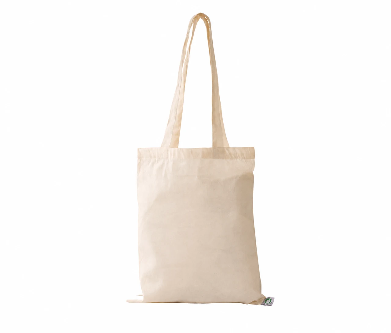 Ekologisk bomullskasse, 30 × 35 cm, utan tryck, sedd framifrån – natur