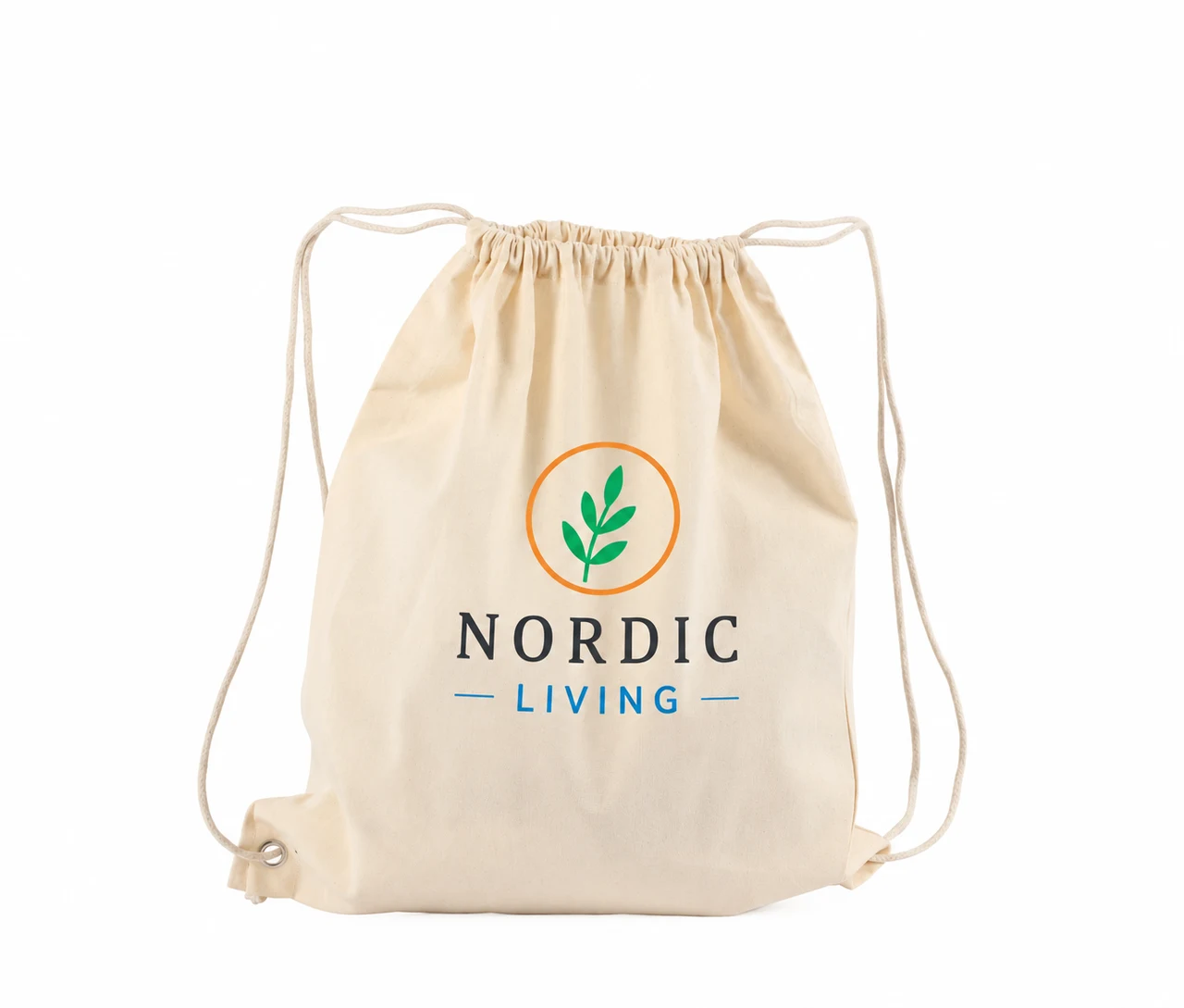 Ekologisk bomullspåse, 40 × 45 cm, med exempel på logotyptryck – natur