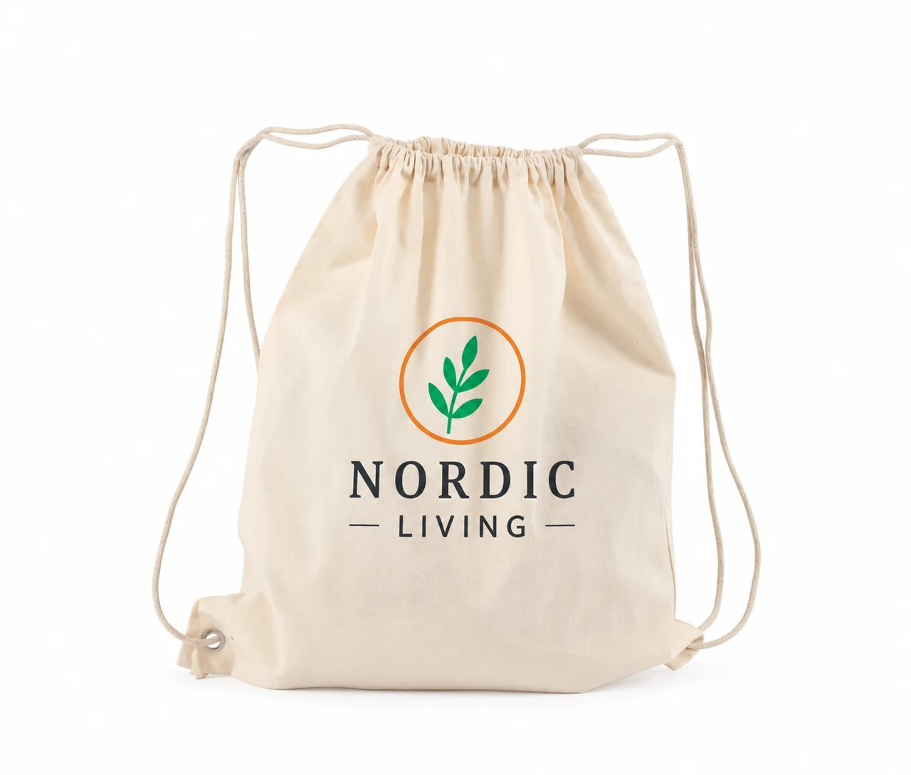 Ekologisk bomullspåse, 40 × 45 cm, med exempel på logotyptryck – natur