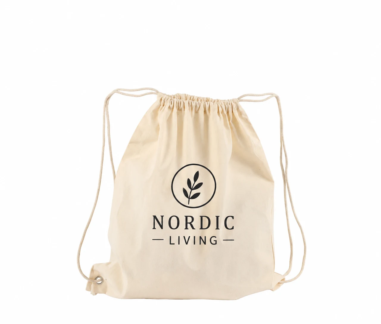 Ekologisk bomullspåse, 40 × 45 cm, med exempel på logotyptryck – natur
