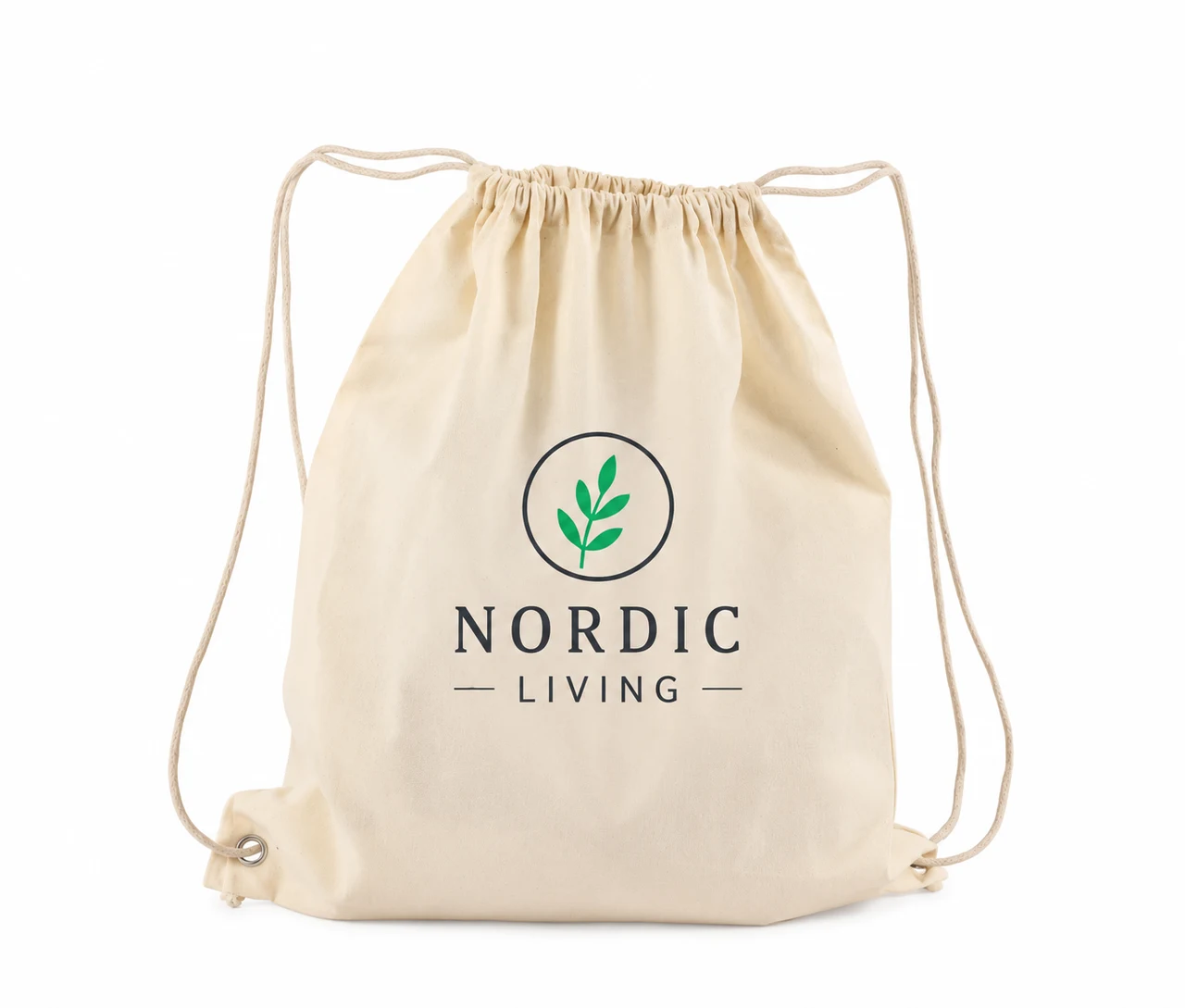 Ekologisk bomullspåse, 40 × 45 cm, med exempel på logotyptryck – natur
