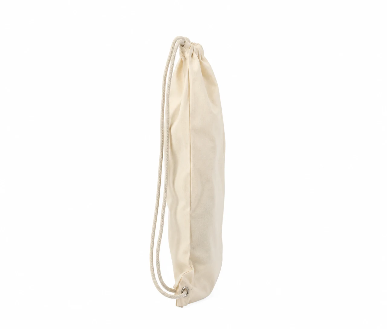 Ekologisk bomullspåse, 40 × 45 cm, sedd från sidan – natur